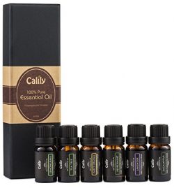 Calily Aromatherapy Essential Oil Set, 6 Bottles/10ml each (Lavender, Tea Tree, Eucalyptus, Lemo ...