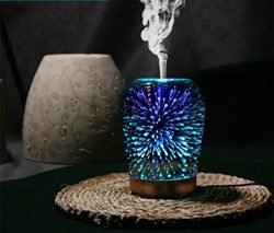 3D Essential Oil Diffuser,100ml Aromatherapy Ultrasonic Cool Mist Humidifier with 3D Design Glas ...