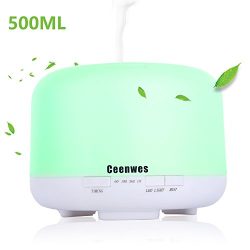 Ceenwes Essential Oil Diffuser 500ML Aromatherapy Diffuser with 7 LED Color Light Changing Mute  ...