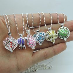 6pcs Mixed Style Silver Plated Brass Waterdrop Cube Shape Locket Cage Fragrance Essential Oil Ar ...