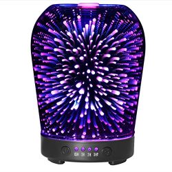 3D Essential Oil Diffuser 100ml Aromatherapy Ultrasonic Cool Mist Humidifier with 3D Design Glas ...