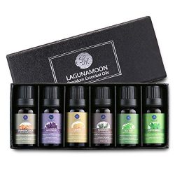 Lagunamoon Essential Oils,Top 6 Aromatherapy Oils Lavender Tea Tree Peppermint Rosemary Lemon Fr ...