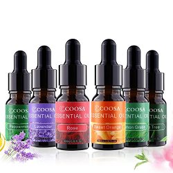 Aromatherapy Essential Oils COOSA Top 6 Aroma Oils Best Gift Set Unique Dropper Design Bottle Te ...