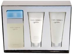 Light Blue by Dolce Gabbana 3 Piece Gift Set, 3.4 oz Eau de Toilette Spray, 3.3 oz Body Cream, 3 ...
