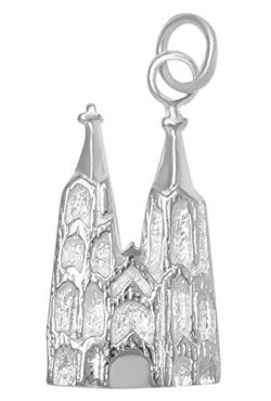 Sterling Silver Cologne Cathedral Charm Pendant (Approximately 10.5 x 17 mm)