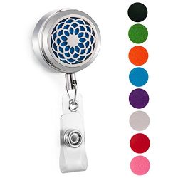 CAPTTE 316L Stainless Steel Essential Oil Diffuser Badge Holder Reel Clip for Nurse Aromatherapy ...