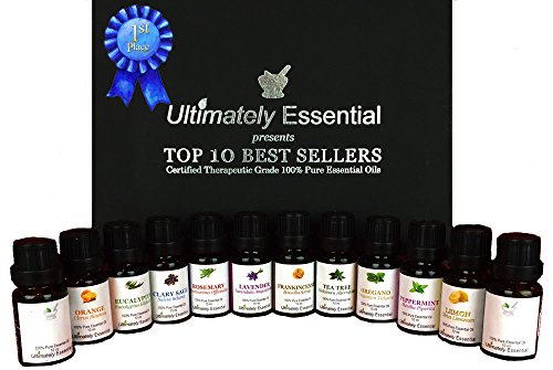 Ultimately Essential Oils Top 10 Gift Set Kit 10ml 2 Empty 2 Blend – Highest Quality 100%  ...